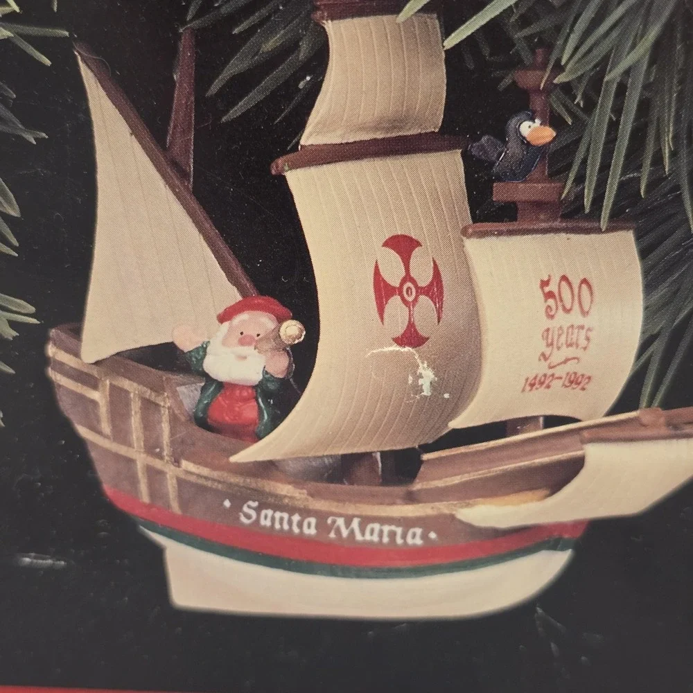 Vintage 1992 Hallmark Keepsake Santa Maria Ornament 500‎ Years Columbus Ship